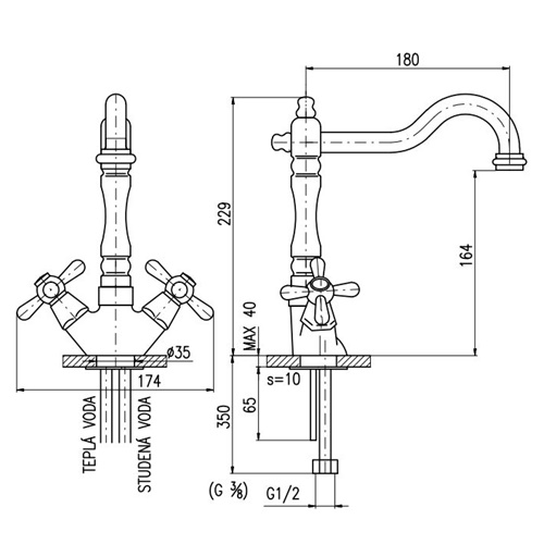 MK520.5/8SM MORAVA RETRO Смеситель для раковины (бронза)
