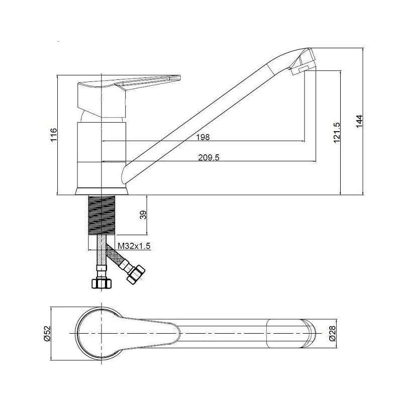 Смеситель для кухни, хром VODA Breeze BZ05