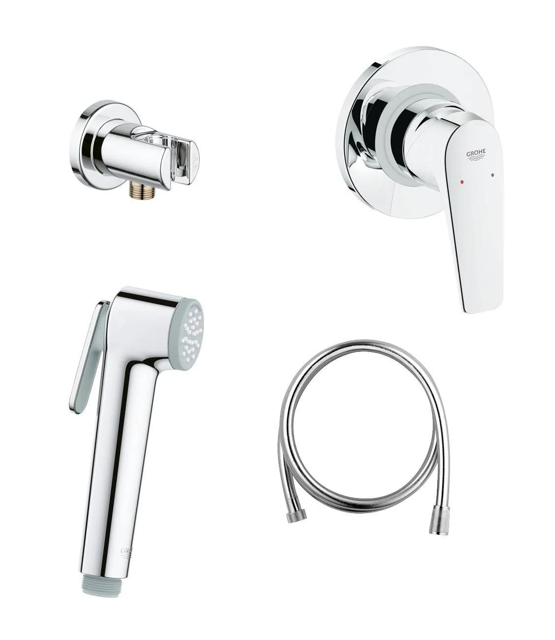 Гигиенический душ со встраиваемым смесителем, хром Grohe Bau Flow 124900