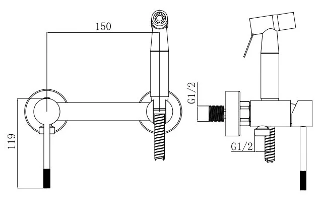 Гигиенический душ со смесителем, нерж.сталь VODA Vessel VSL02