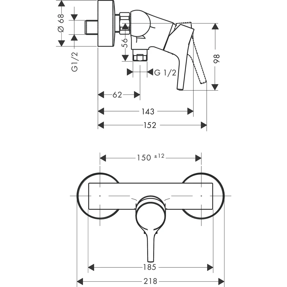 Смеситель для душа, хром Hansgrohe Talis S 72600000