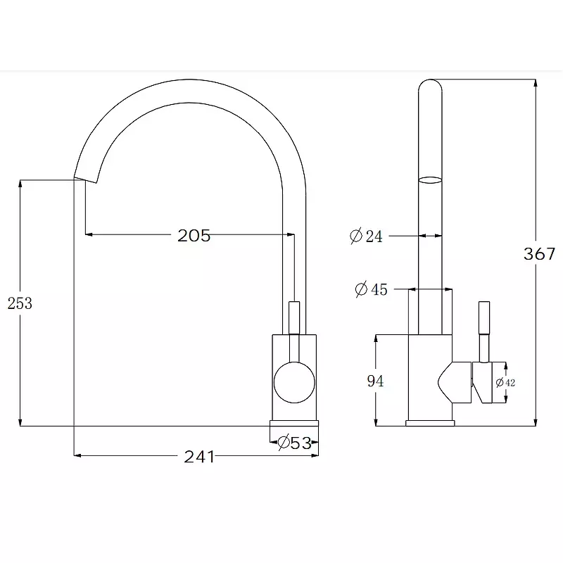Смеситель для кухни, черный ESKO K45 Black