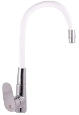 Смеситель для кухни, гибкий излив, хром/белый Rav Slezak Amur AM719.5/10B