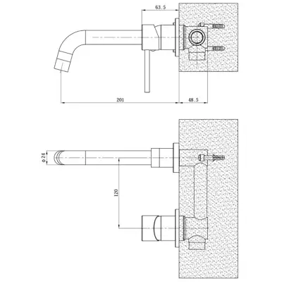 Смеситель для раковины, встраиваемый, золото ESKO Ekaterinburg EK28Gold