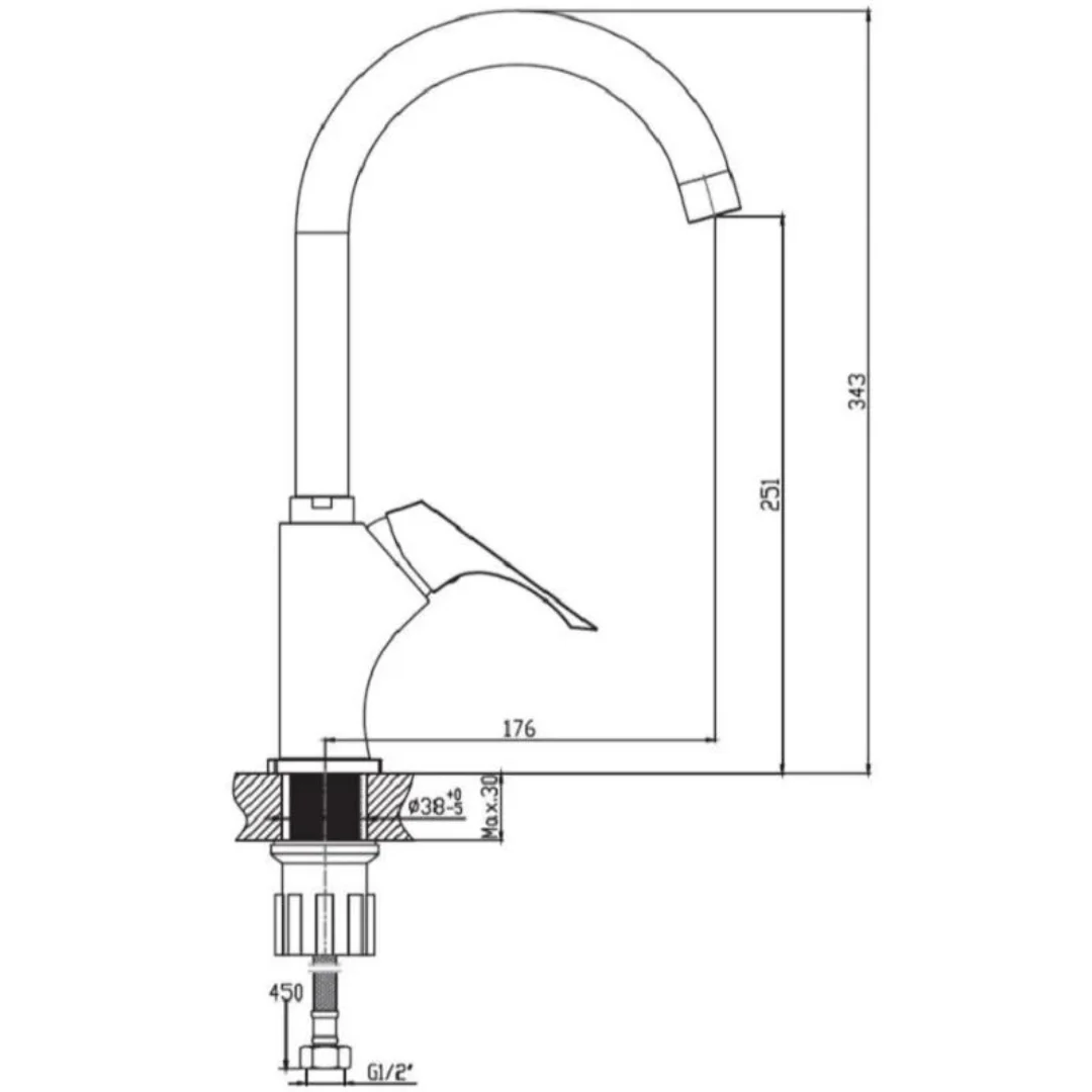 Смеситель для кухни, хром VODA Raft RF519