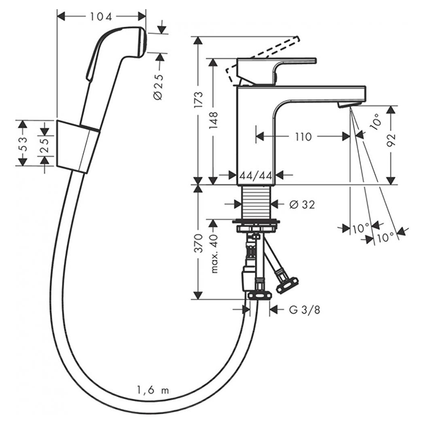 Набор для биде, хром Hansgrohe Vernis Shape 71216000