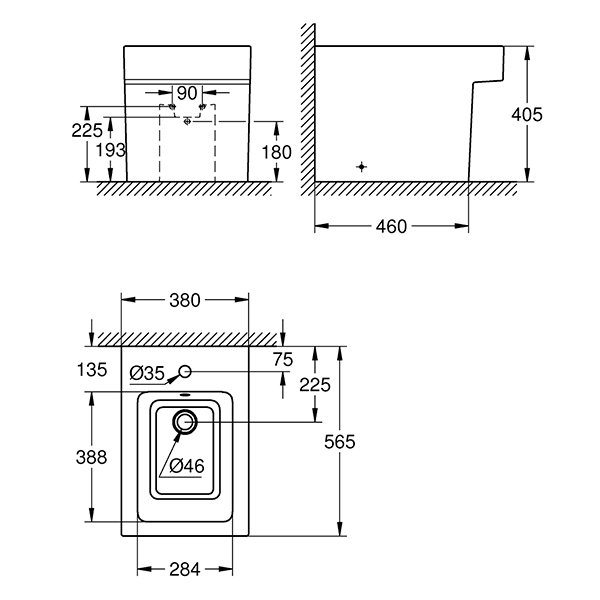 Биде напольное, с крепежами, альпин-белый Grohe Cube Ceramic 3948700H