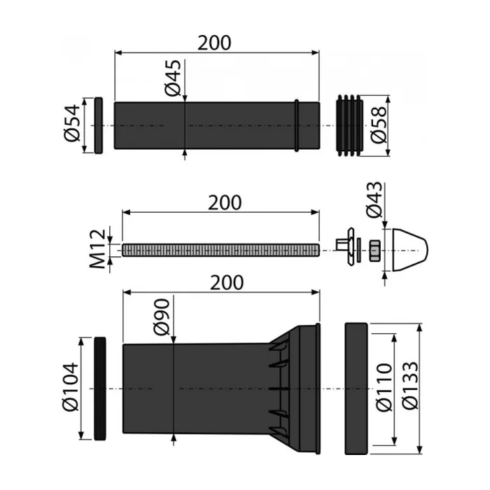 Монтажный комплект для подвесного унитаза Alcaplast M900
