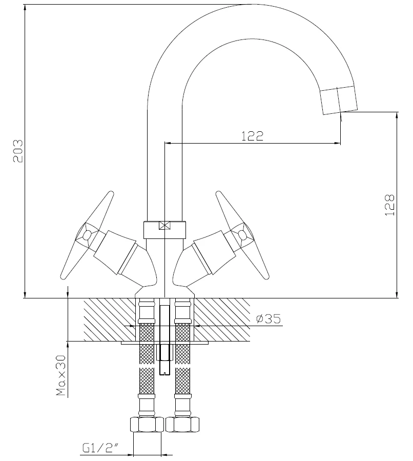 Смеситель для раковины, хром VODA Vasilek VL26