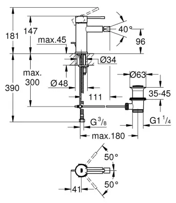 Смеситель для биде, размер S, суперсталь Grohe Essence 24178DC1