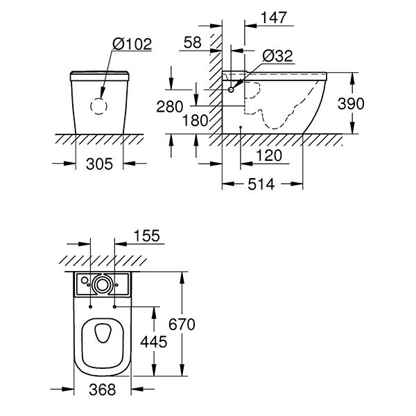 Напольный унитаз Grohe Euro Ceramic 39338000