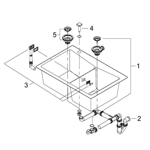 Мойка K700, композитная, с 2 чашами, 838x559, серый гранит Grohe 31657AT0