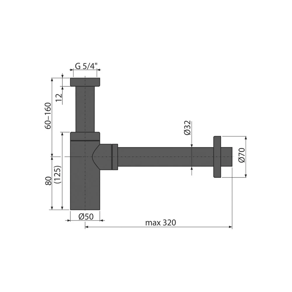 Сифон для раковины d32, круглый, черный Alcaplast Design A400BLACK
