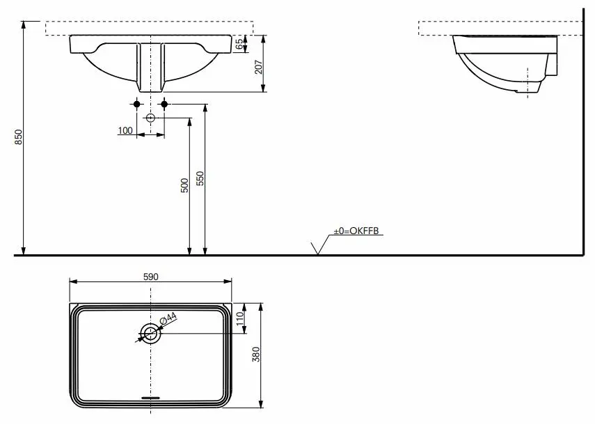 Раковина встраиваемая снизу 60, белый TOTO WU LW1536Y