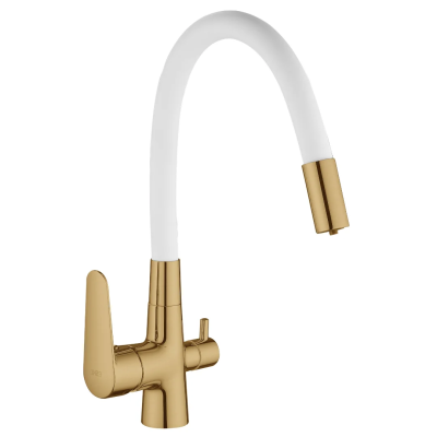 Смеситель для кухни, с подключением к фильтру, белый/золото ESKO Coral CL03GW
