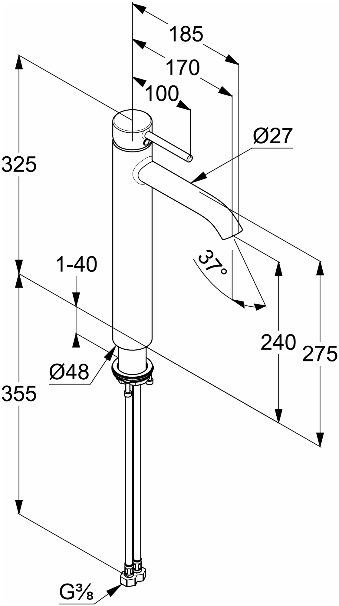 Смеситель для раковины 240, хром Kludi Bozz 382860576