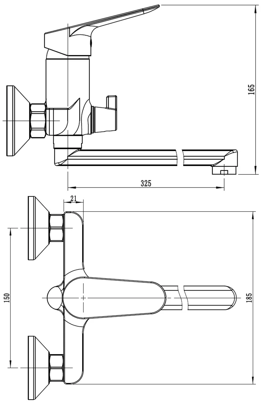 Смеситель для ванны, длинный излив, хром ESKO Kazan KZ31