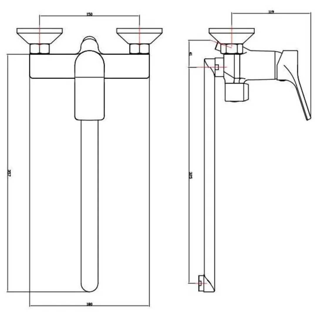 Смеситель для ванны, длинный излив, хром ESKO Eiger EG 31