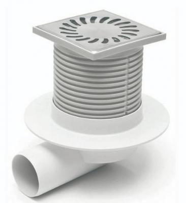 425XLprof водоотводящий металлический душевой трап  122*122 с пластиковым нижним сливомD50, 