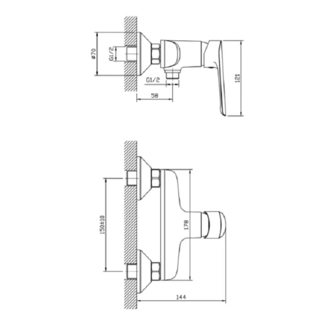 Смеситель для душа, черный ESKO Lagos Black LG80B