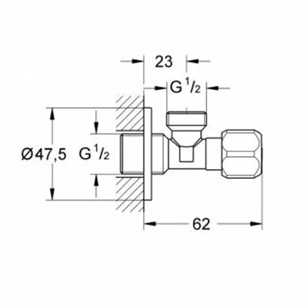 Вентиль угловой, универсальный 1/2x1/2, в комплекте 10 шт, хром Grohe 2201600M