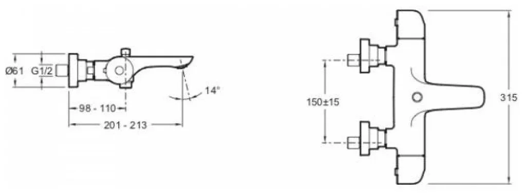 E78129-CP GABIN смеситель с термостатом для ванны/душа, хром