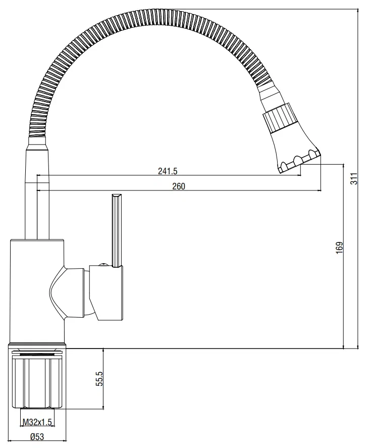 Смеситель для кухни, хром VODA KF519