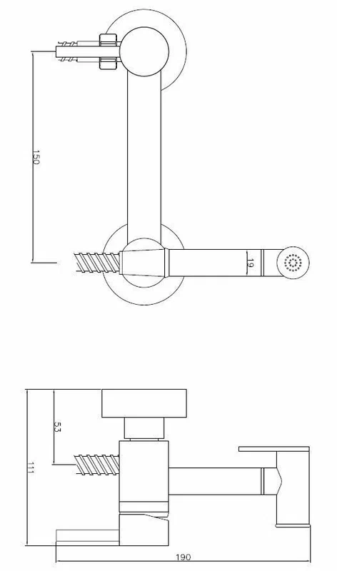 Гигиенический душ со смесителем, встраиваемый, черный ESKO SMH02 BLACK