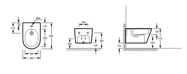 Биде подвесное, белое Jacob Delafon Bastille EMK0002-00