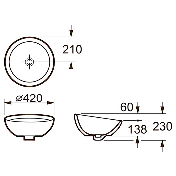 Раковина-чаша накладная 42, белая Roca Bol 7327876000