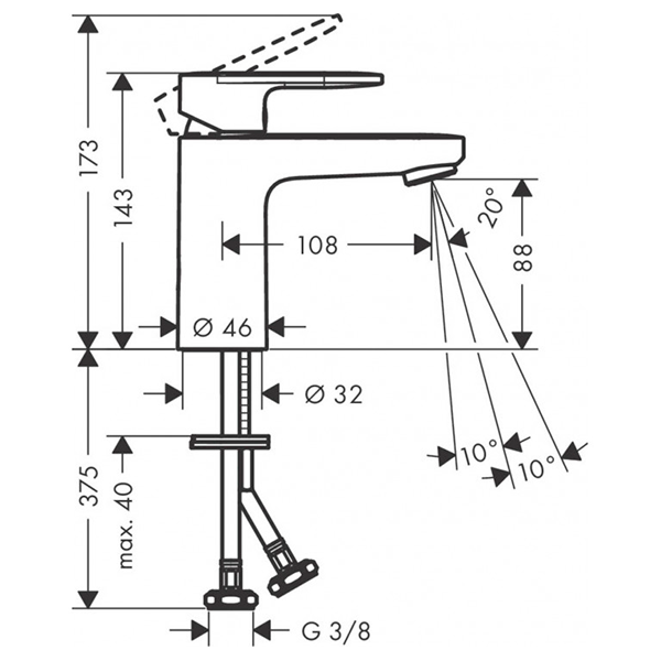Смеситель для раковины 100, хром Hansgrohe Vernis Blend 71580000
