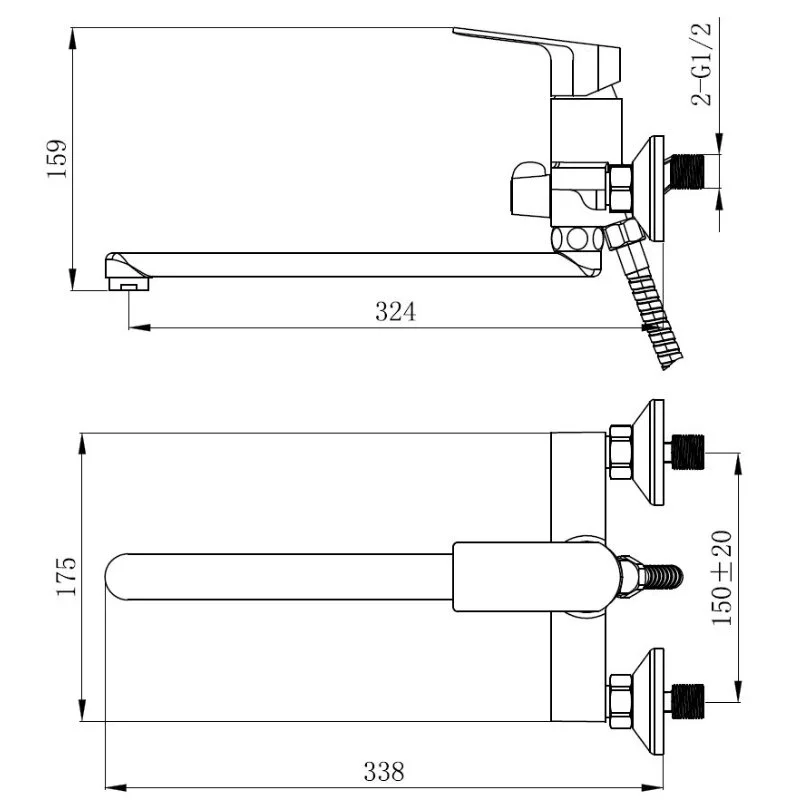 Смеситель для ванны, черный VODA Surf Black SF31B