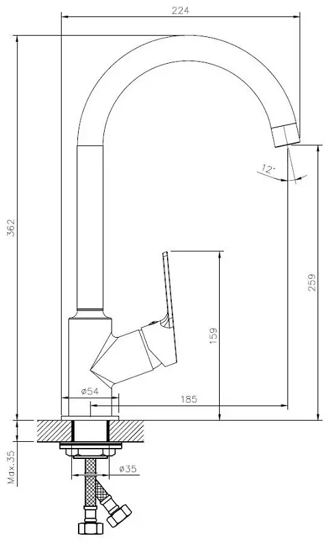 Смеситель для кухни, хром ESKO Saint-Petersburg SPb 519