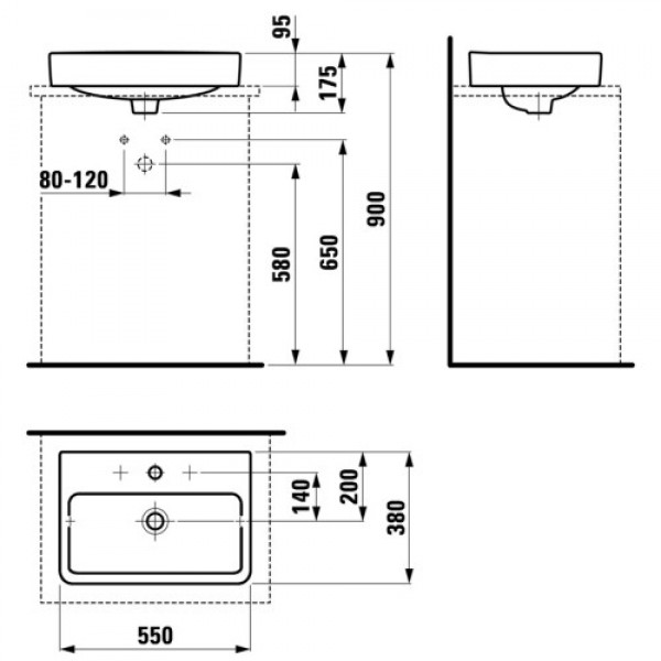Раковина-чаша накладная 55, белая Laufen Pro 8129520001041