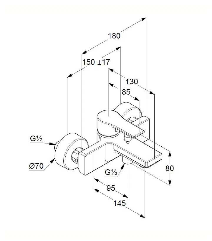 Смеситель для ванны, хром Kludi Zenta SL 486700565