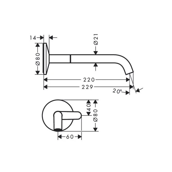 Смеситель для раковины, настенный, бронза Axor One 48112140
