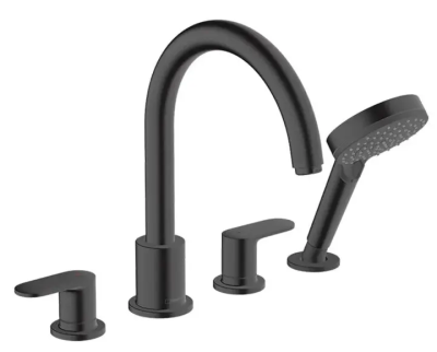 Смеситель на край ванны на 4 отверстия, черный Hansgrohe Vernis Blend 71456670 
