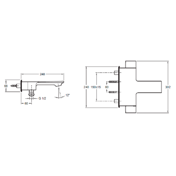 Термостат для ванны, хром Jacob Delafon Stance E9103-CP