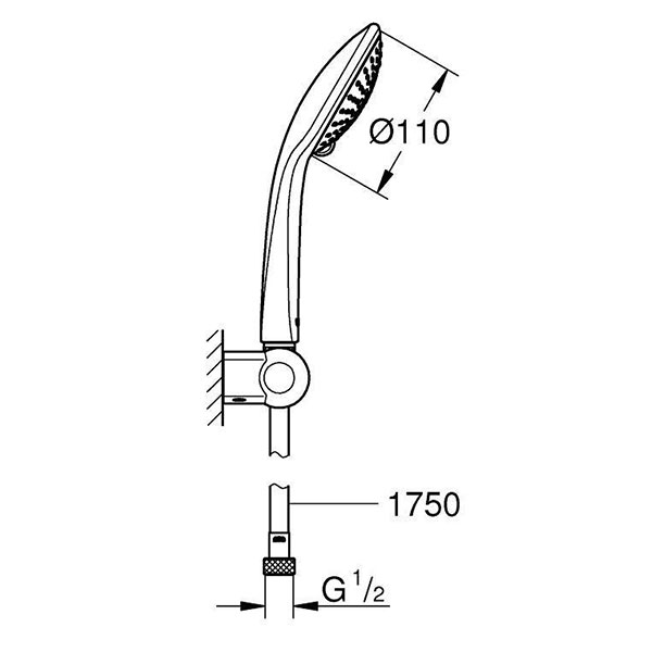 Ручной душ с держателем, хром Grohe Euphoria Champagne 27355000