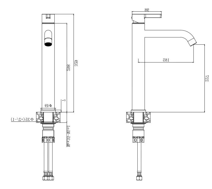 Смеситель для раковины, высокий излив, нерж.сталь VODA Vessel VSL25