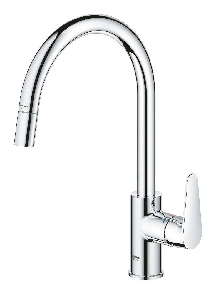 Смеситель для кухни, выдвижной излив, хром Grohe BauCurve 30547000