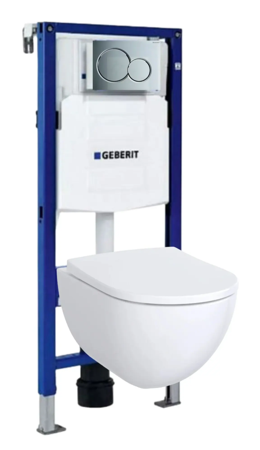 Комплект 5в1: Инсталляция, панель смыва 115.770.21.5, унитаз, сиденье Geberit Acanto K24042903