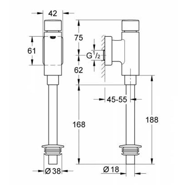 Смывное устройство для писсуара Grohe Rondo 37342000