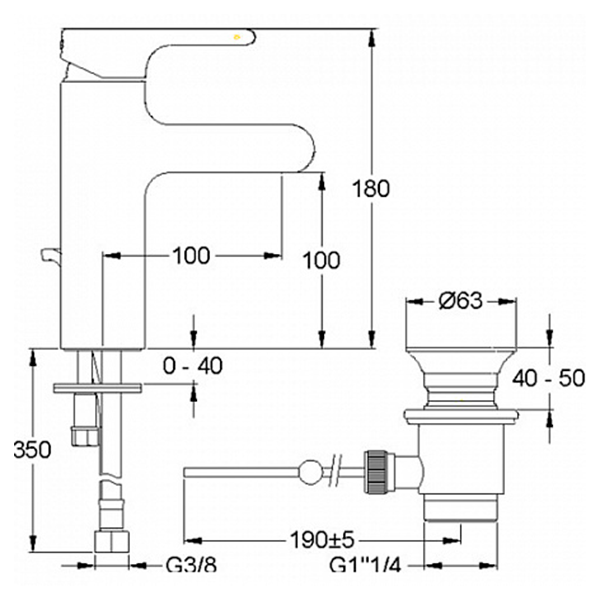 Смеситель для раковины, хром Jacob Delafon Singulier E10860-CP