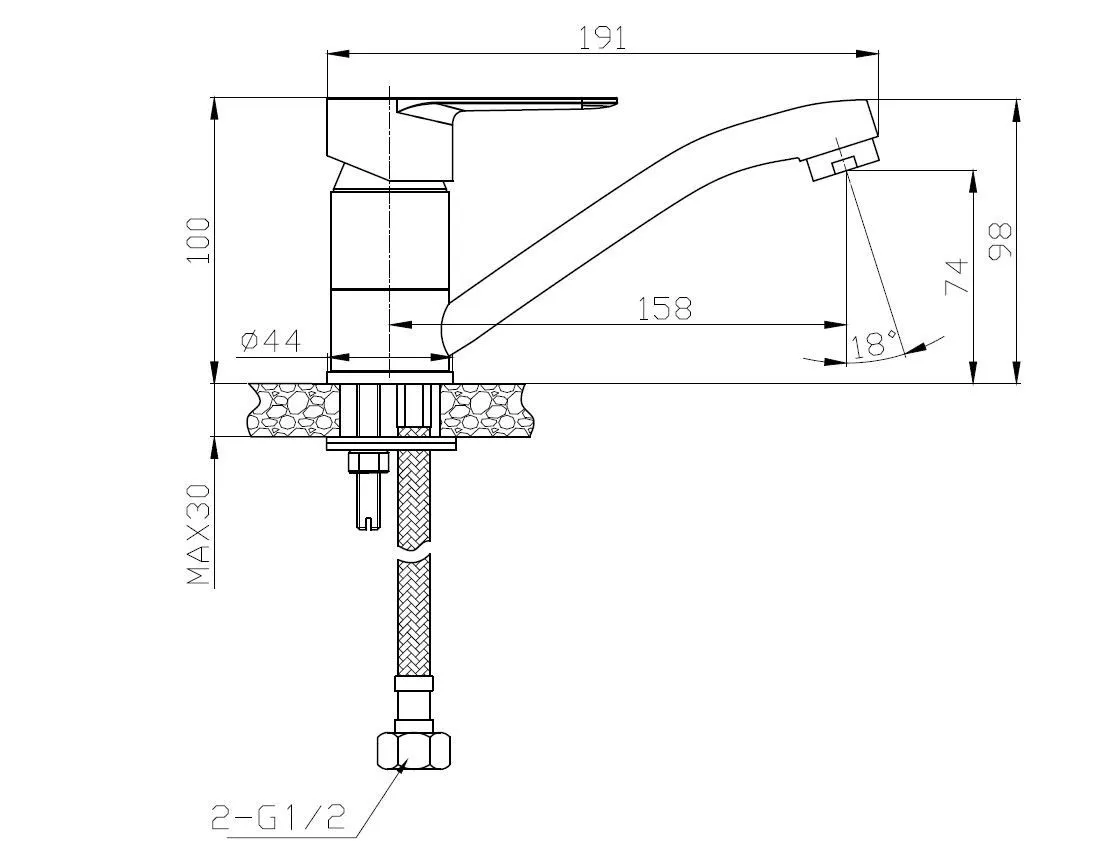 Смеситель для кухни, белый VODA Snow white SW15TW