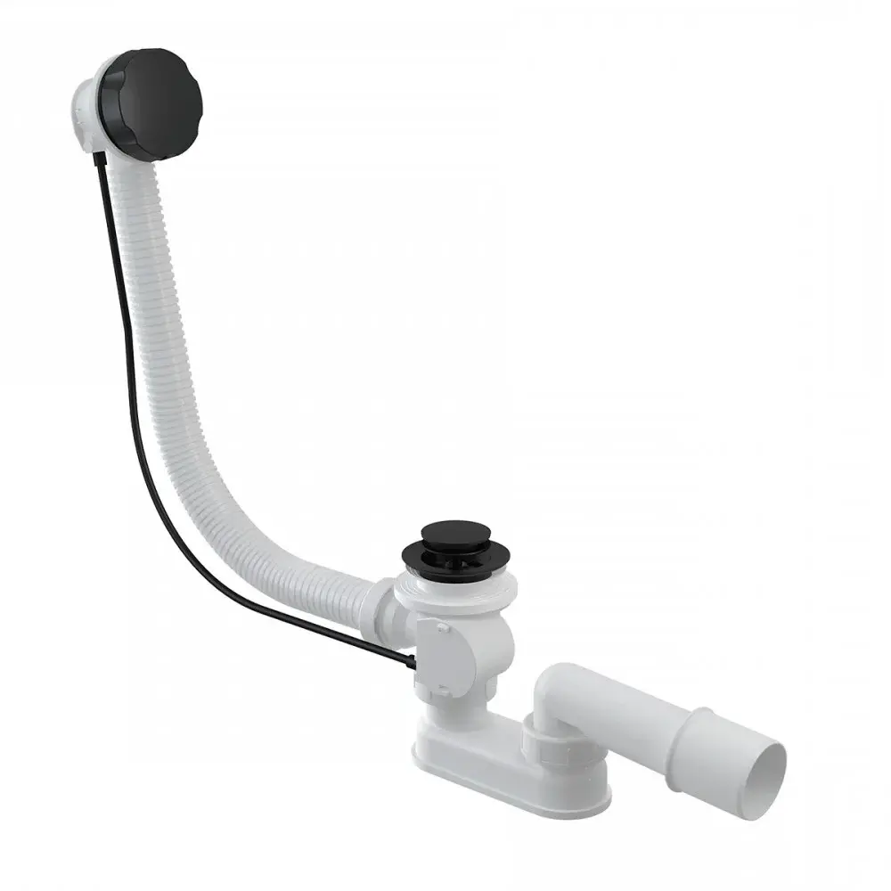 Сифон для ванны 80, автомат, комплект, черный Alcaplast A55BLACK-80