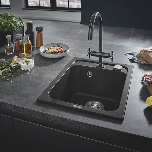 Мойка K700, композитная, 400x500, черный гранит Grohe 31650AP0