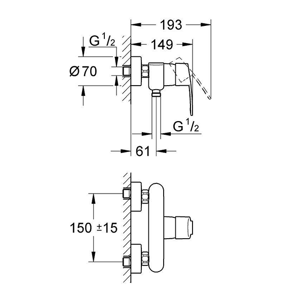 Смеситель для душа, наружный, хром Grohe Eurostyle Cosmopolitan 33590002
