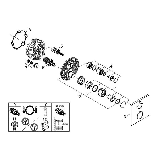 Термостат для душа с переключателем на 2 положения, хром Grohe Grohtherm 24079000