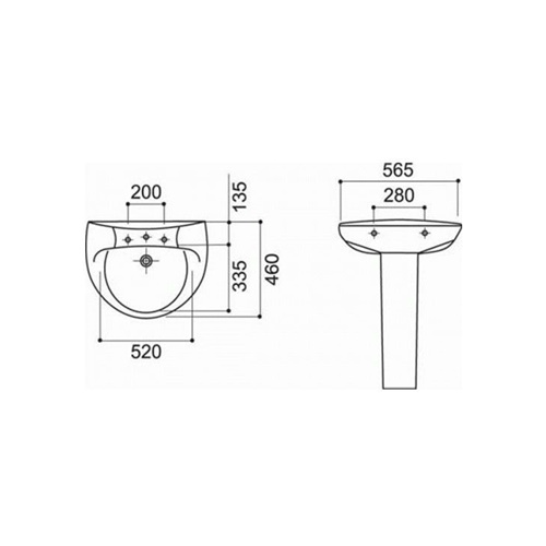 Раковина подвесная 56, белая Roca Victoria 732739300Y